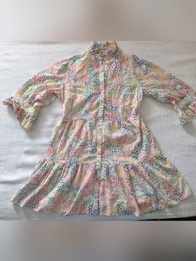 Be Boho Women's Cream Multicolor Floral Embroidered Tiered Dress